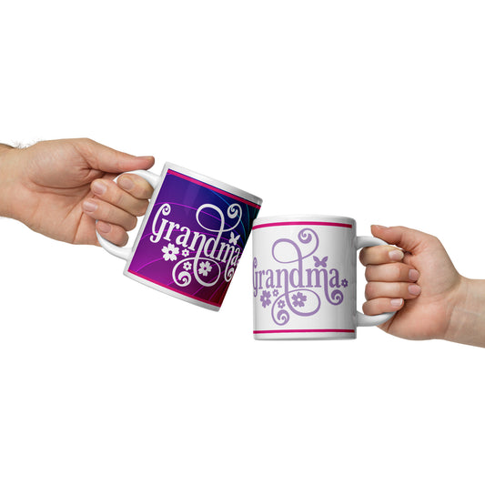 Grandma Colorful White Glossy Mug, 20 oz