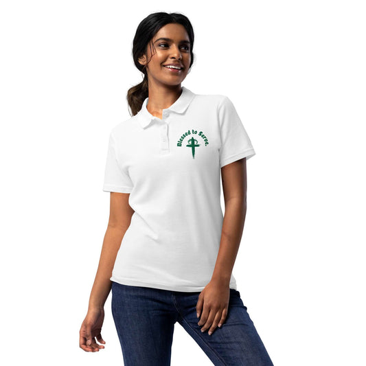 Women’s Blessed to Serve Embroidered Pique Polo Shirt - Green