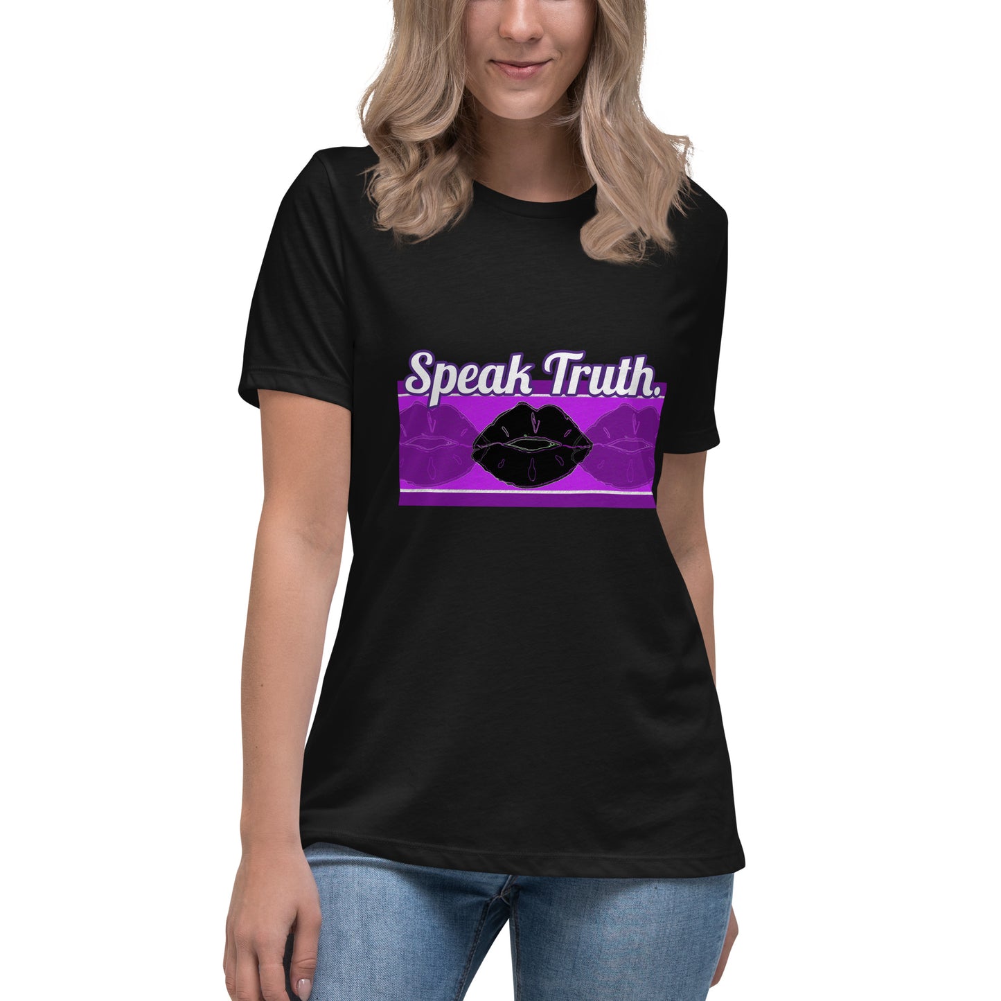 Speak Truth Cotton Relaxed T-Shirt - Purple Accented