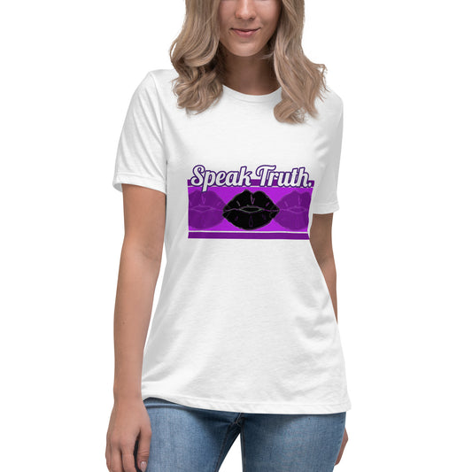 Speak Truth Cotton Relaxed T-Shirt - Purple Accented